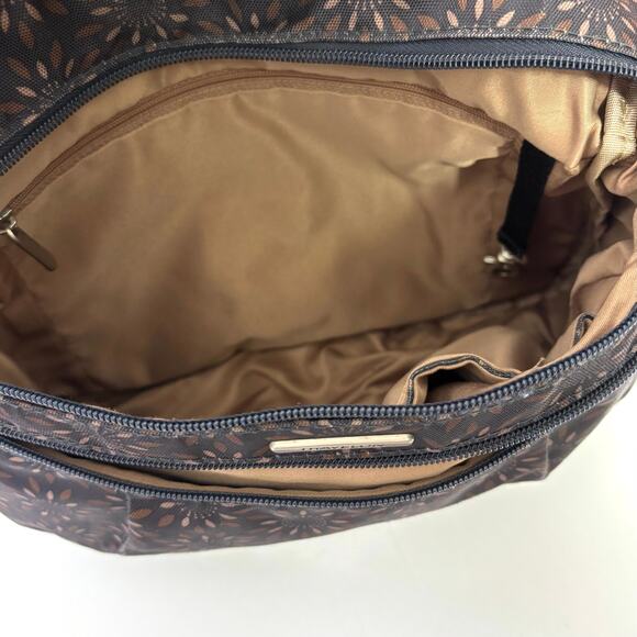 Travelon Anti Theft Crossbody Purse Shoulder Bag Brown Floral Sunburst Travel - Picture 7 of 10